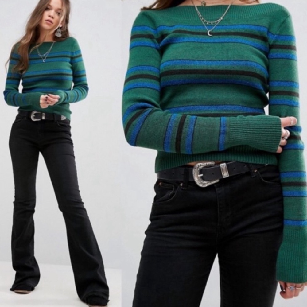 NWOT free people fern boatneck crop sweater